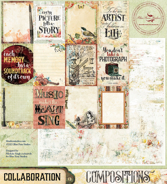Blue Fern Studios Compositions: Collaboration - 12x12 Double-Sided Patterned Paper