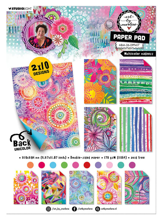 Art by Marlene Design Paper Pad Multicolor Madness Art by Marlene 20 Sheets