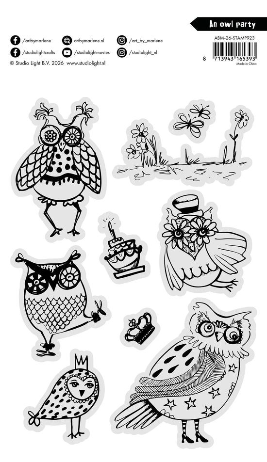 Art by Marlene Clear Stamp An Owl Party Art by Marlene 8 Pieces