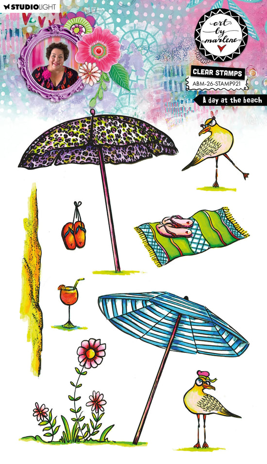 Art by Marlene Clear Stamp A Day At The Beach Art by Marlene 9 Pieces