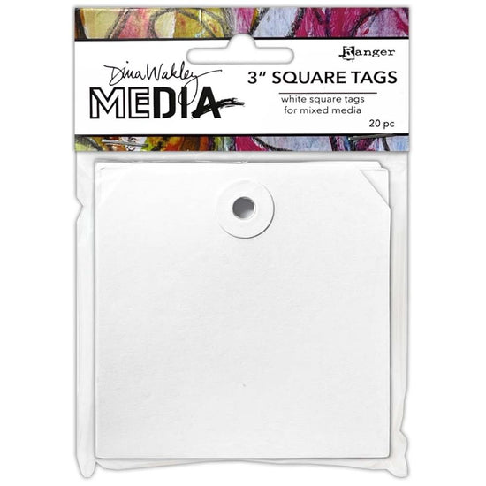 Dina Wakley MEdia Square Tags With Reinforced Holes 3”