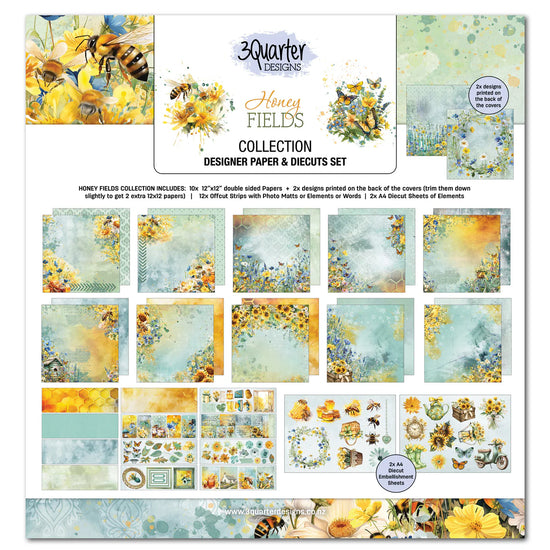 3Quarter Designs Honey Fields 12x12 Design Paper & Diecuts Set
