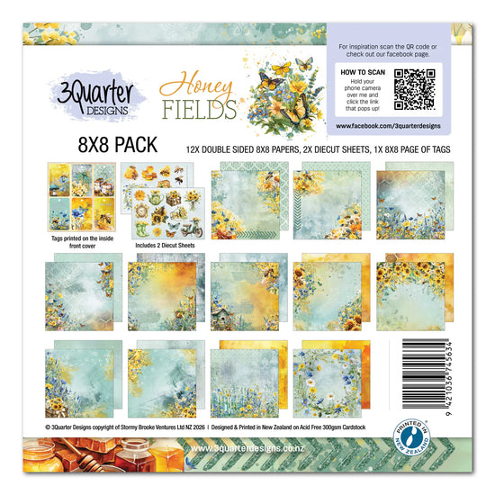 3Quarter Designs Honey Fields 8x8 Paper Pack & Diecuts Set
