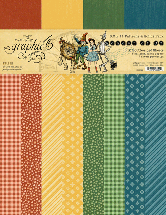 Graphic 45 Wonder of Oz 8.5 x 11 Patterns & Solids Pack