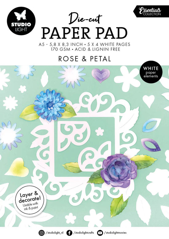Studio Light Die-Cut Paper Pad Rose & Petal Essentials 20 Sheets