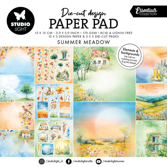 Studio Light Designer Paper Pad Paper & Elements - Summer Meadow Essentials 36 Sheets