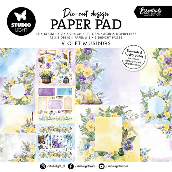 Studio Light Designer Paper Pad Paper & Elements - Violet Musings Essentials 36 Sheets
