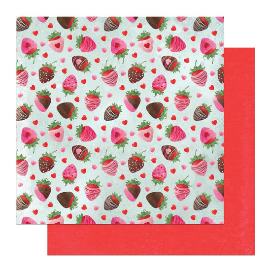 Smitten Double-Sided Cardstock 12"X12” Chocolate Strawberries