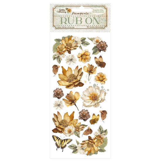 Stamperia Rub-On 4"X8.5" Golden Harmony Flowers