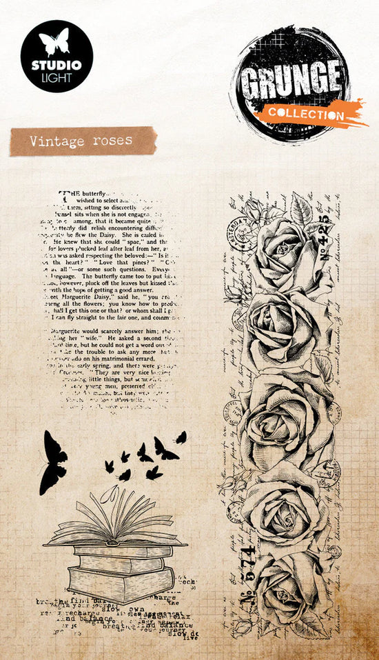 Studio Light Clear Stamp Vintage Roses Grunge Collection 93x136x3mm 4 Pieces