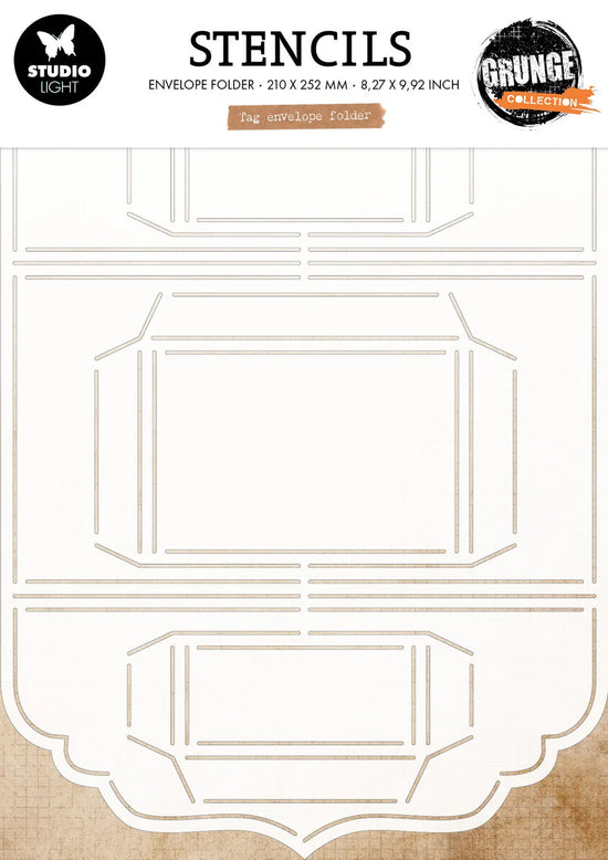 Studio Light Stencil Tag Envelope Grunge Collection 210x294x1mm 1 Pieces