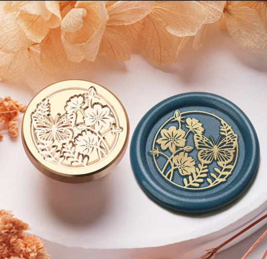Wax Seal Stamp Butterfly and Flowers (Head Only)