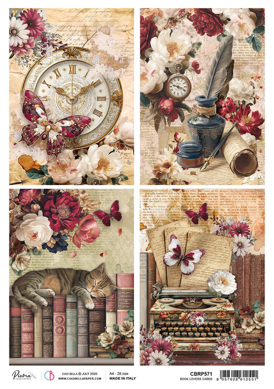 Ciao Bella Book Lovers Rice Paper A4 Book Lovers Cards