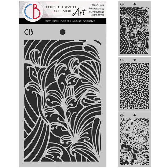 Ciao Bella Book Lovers Stencil Mix 5"X8"– Triple Layer Set (3 Unique Designs)