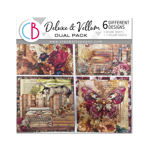 Ciao Bella DELUXE PAPER SILVERL & VELLUM DUAL PACK MIXED 6/PKG BOOK LOVERS 6”x6”
