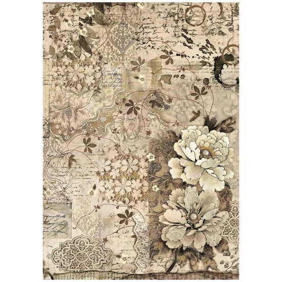 Stamperia Rice Paper Sheet A4 Old Lace Flowers and Laces