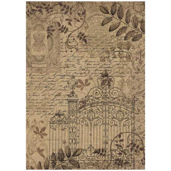 Stamperia Rice Paper Sheet A4 Old Lace Gate