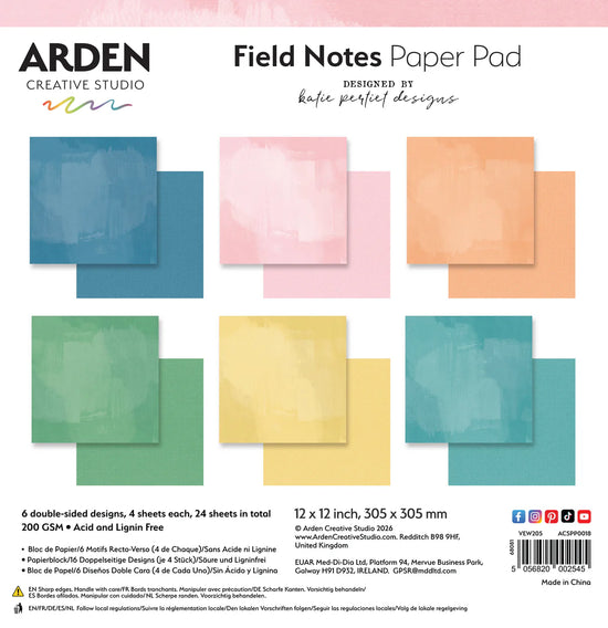 Arden Creative Studio Field Notes Solids 12in x 12in Paper Pad