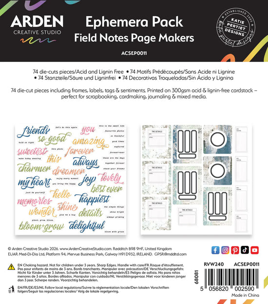 Arden Creative Studio Field Notes Page Makers Ephemera Pack
