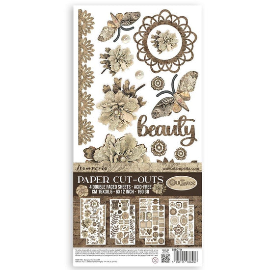 Stamperia Double-Sided Paper Cut-Outs 4/Pkg Old Lace