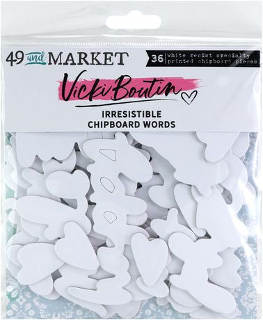 49 And Market Chipboard Set Irresistible, Words