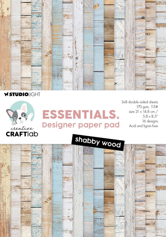 Studio Light Design Paper Pad Shabby Wood Essentials 24 Sheets