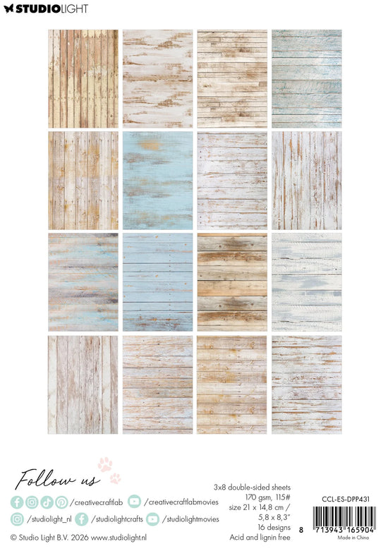 Studio Light Design Paper Pad Shabby Wood Essentials 24 Sheets