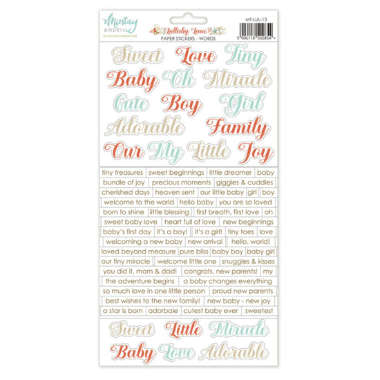 6 X 12 PAPER STICKERS - LULLABY LANE - WORDS