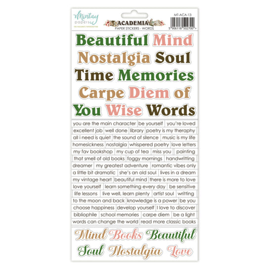 6 X 12 PAPER STICKERS - ACADEMIA - WORDS