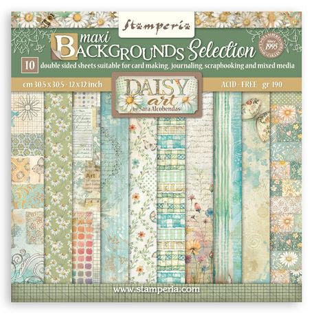 Stamperia Backgrounds Double-Sided Paper Pad 12"x12" 10/Pgk Daisy Art