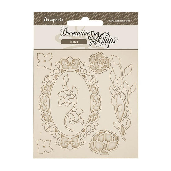 Stamperia Decorative Chips 5.5"X5.5" Quiet Days Frame With Flowers