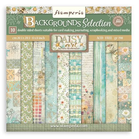 Stamperia Backgrounds Double-Sided Paper Pad 8"X8" 10/Pkg Daisy Art