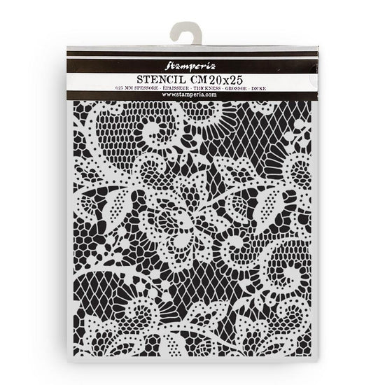 Stamperia Stencil 7.87"X9.84" Quiet Days Floral Lace
