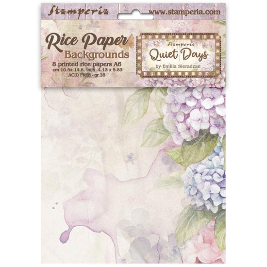 Stamperia Rice Paper Backgrounds A6 8/Pkg Quiet Days