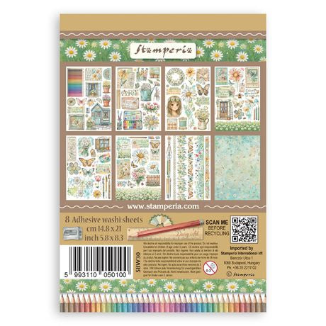 Stamperia A5 Washi Pad 8/Pkg Daisy Art