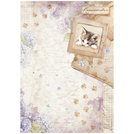 Stamperia Rice Paper Sheet A4 Quiet Days Kitten