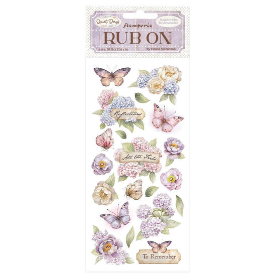 Stamperia Rub-On 4"X8.5" Quiet Days Hydrangea and Butterfly