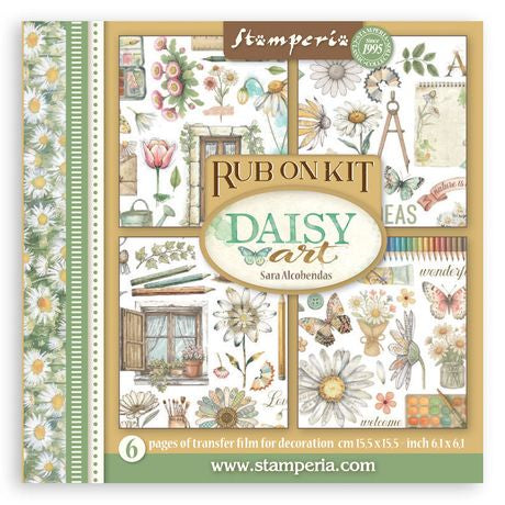 Stamperia Assortment Rub-On Kit 6/Pkg Daisy Art