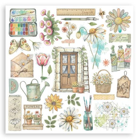 Stamperia Assortment Rub-On Kit 6/Pkg Daisy Art