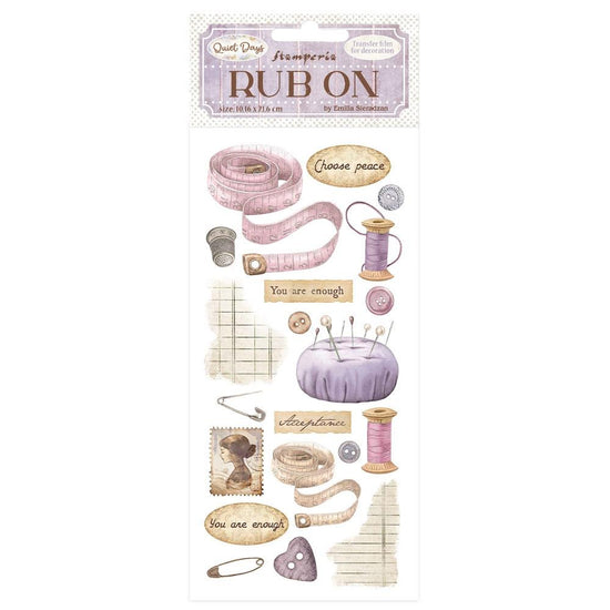Stamperia Rub-On 4"X8.5" Quiet Days Sewing