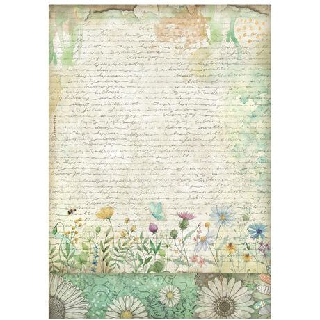 Stamperia Daisy Art Rice Paper Sheet A4 Handmade Letter with Flowers