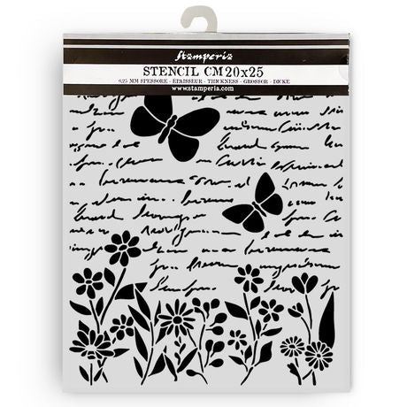 Stamperia Thick stencil cm 20X25 - Daisy Art letter and butterfly