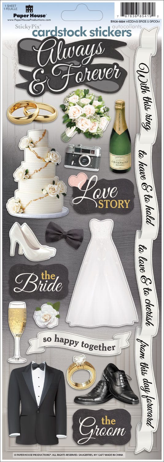 Paper House Wedding - Bride & Groom Cardstock Sticker