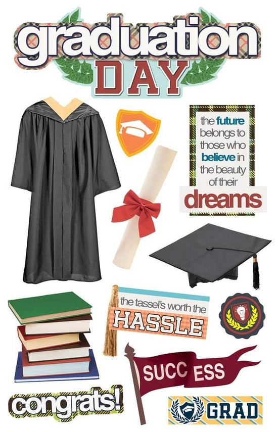 Paper House Scrapbook Stickers - 3D Graduation Day