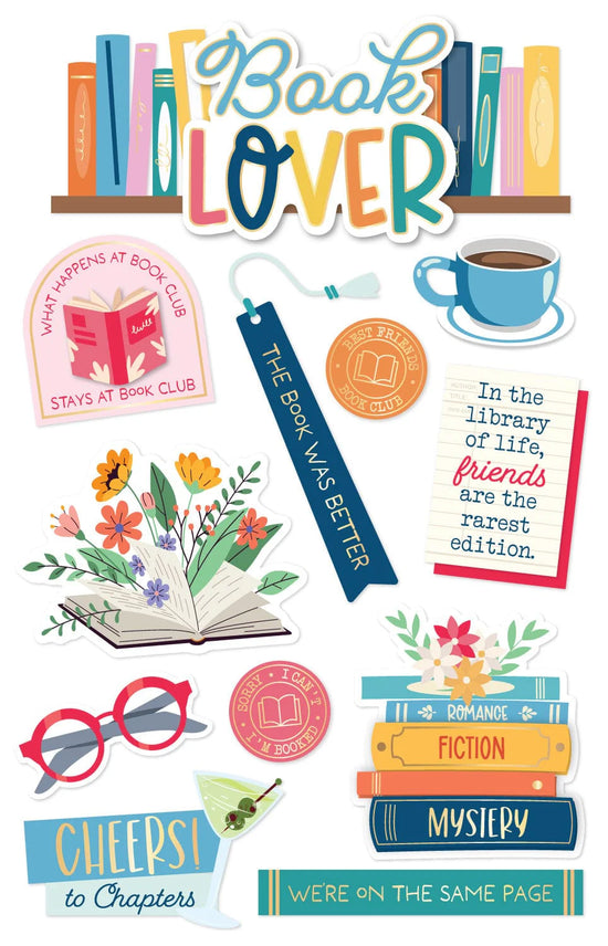 Paper House Scrapbook Stickers - 3D Book Lover