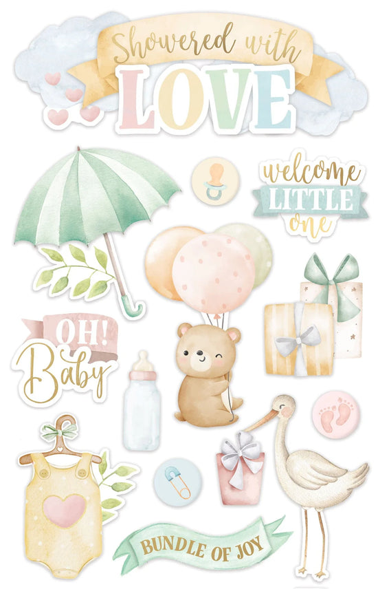 Paper House Scrapbook Stickers - 3D Showered with Love