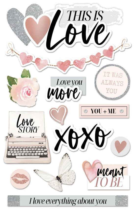 Paper House Scrapbook Stickers - 3D This is Love