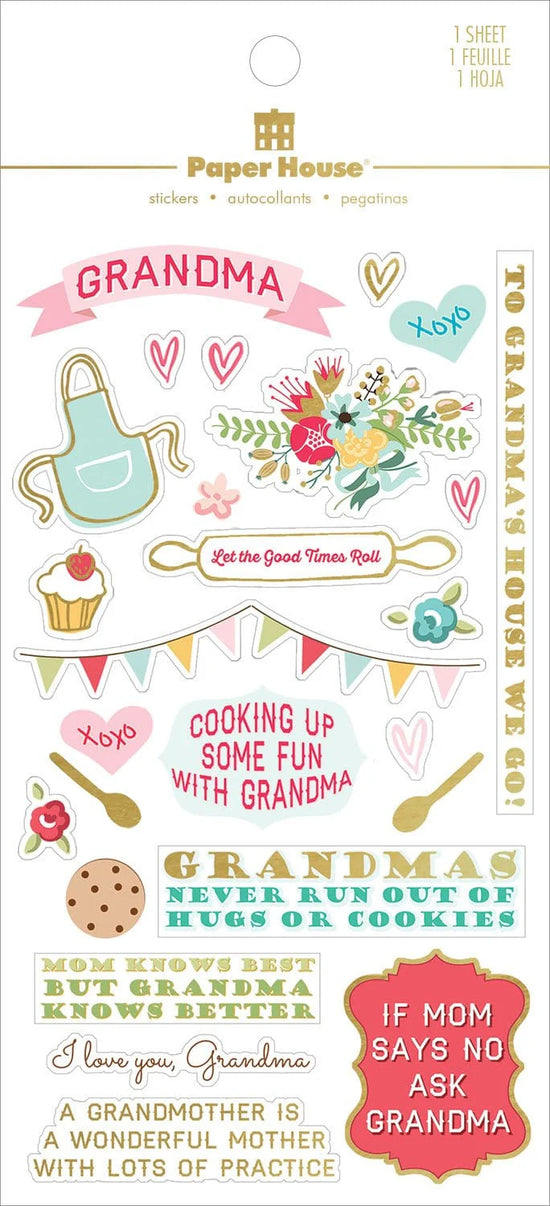 Paper House Scrapbook Stickers - Grandma Family