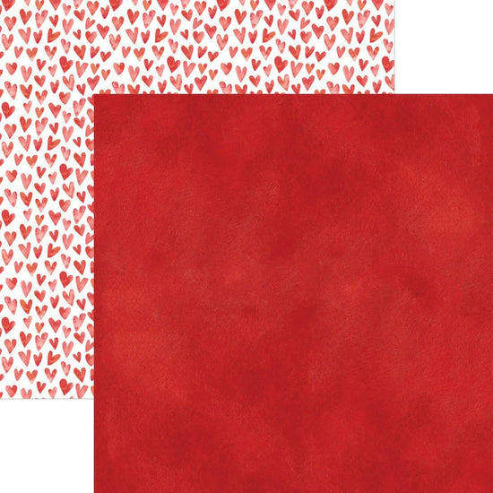 Paper House Scrapbook Paper - Red Watercolor Hearts