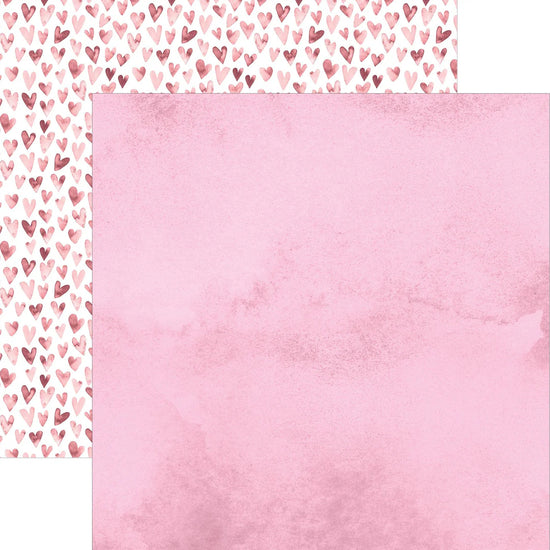 Paper House Scrapbook Paper - Pink Watercolor Hearts
